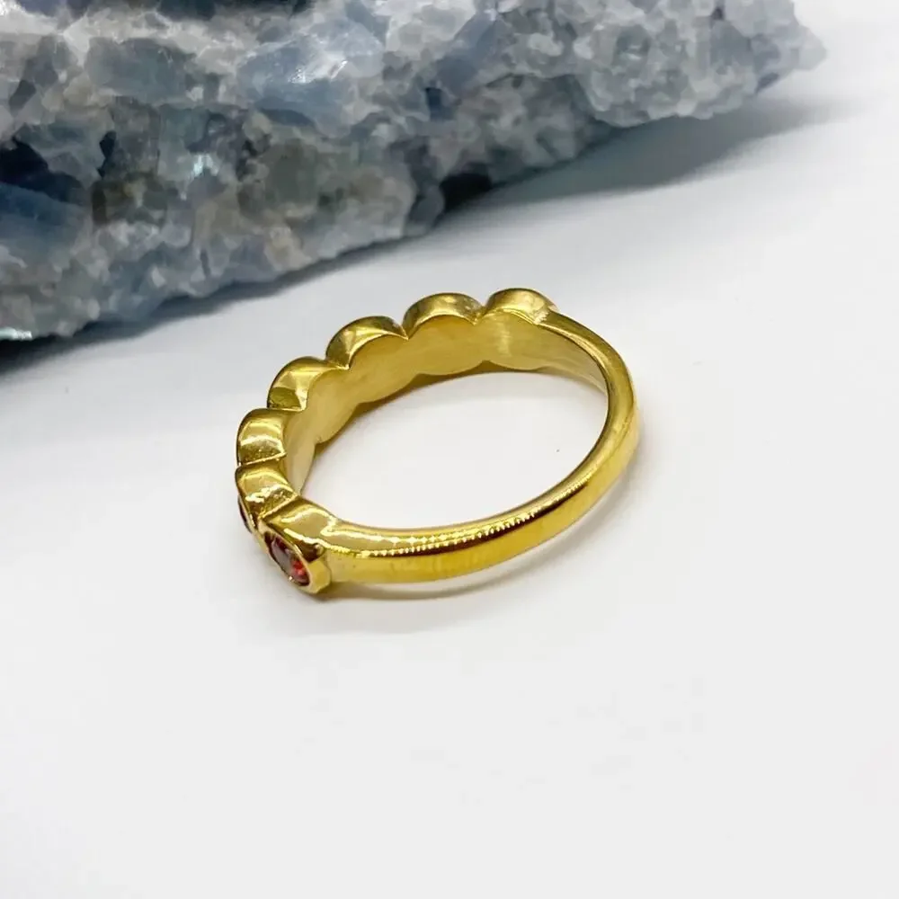 NEW Gold & Red Zirconium Gemstone Statement Ring - Picture 12 of 16